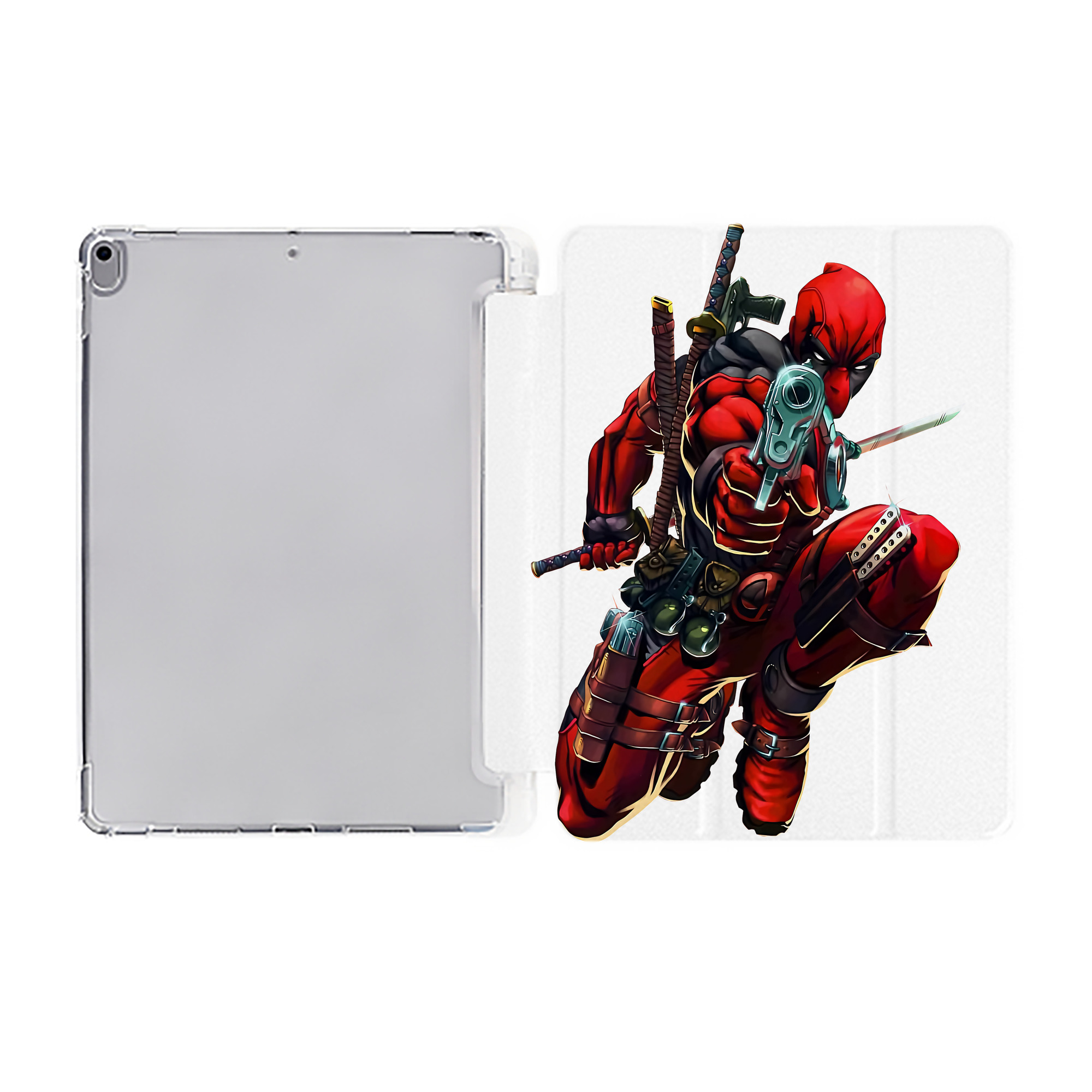 （画像用） Deadpool デッドプール IPad ケース ペン収納付き 三つ折りスタンド PUレザー×シリコン 対応機種9.5/10.5/10.9インチ